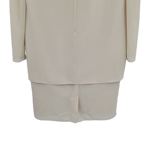 Vtg Draper's & Damon's Dress Formal Modest Caped Shift Embroidered Cream Sz MP - Picture 9 of 9